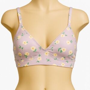 Women's XL Floral Bikini top  Purple Adjustable Straps size